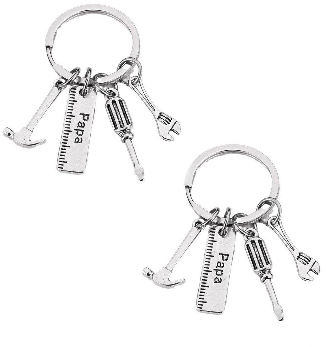 Allecto - Sleutelhangers - Verjaardagscadeau - Roestvrij Staal - Origineel ontwerp - Cadeau voor Mannen - Geschikt voor Vader - 2 Stuks