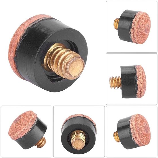 Dailygoods - Cue Tips - Schroef Tips - 20 Stuks - 10mm - Bruin - Voor Biljart en Snooker - Perfecte grip - Geschikt voor competitie - Hoogwaardige kwa van Dailygoods — afbeelding 4