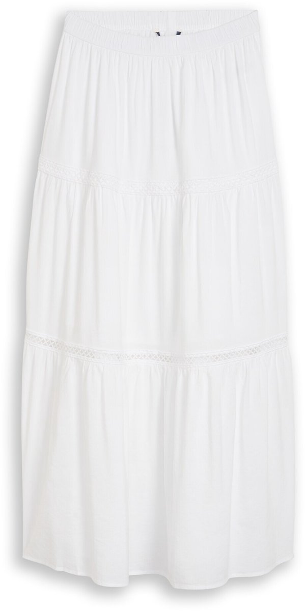 Tom Tailor Denim - Maxirok met volants - Maat XL - White