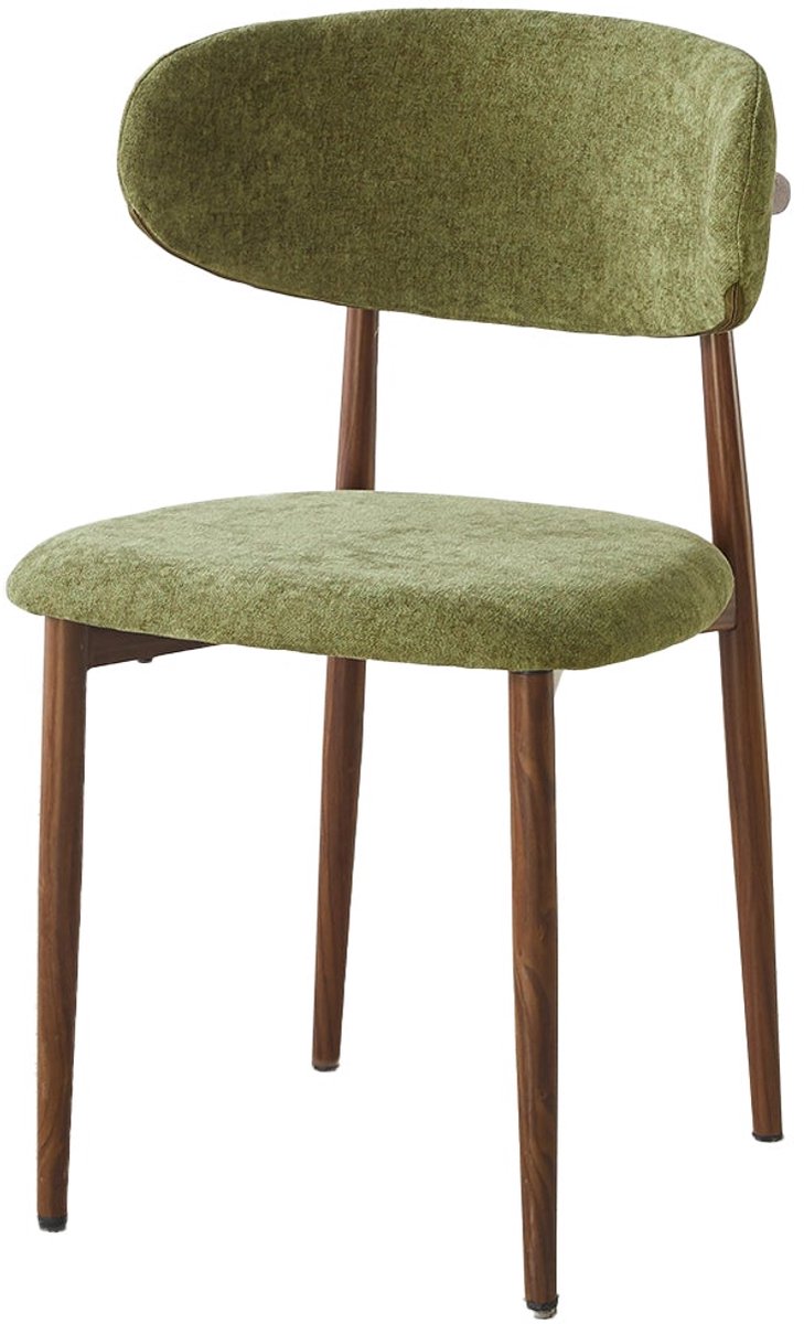 Lizzely Garden & Living Eetkamerstoel Japandi Reika groen walnoot poten japanse stijl eetstoel zetel