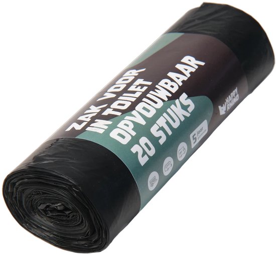 Happy Rhino - Zak Voor In Toilet Opvouwbaar 20St - Toiletten - Zwart - 0.2kg - 15.5 x 5 x 5 cm van Merkloos — afbeelding 3