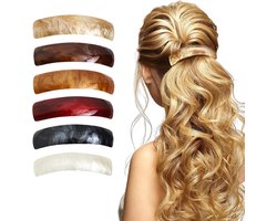 6 stuks haarspelden voor dames, automatisch, groot, klassiek, retro, voor fijn en middeldik haar, prachtige haarspelden voor vrouwen en meisjes (bruin)