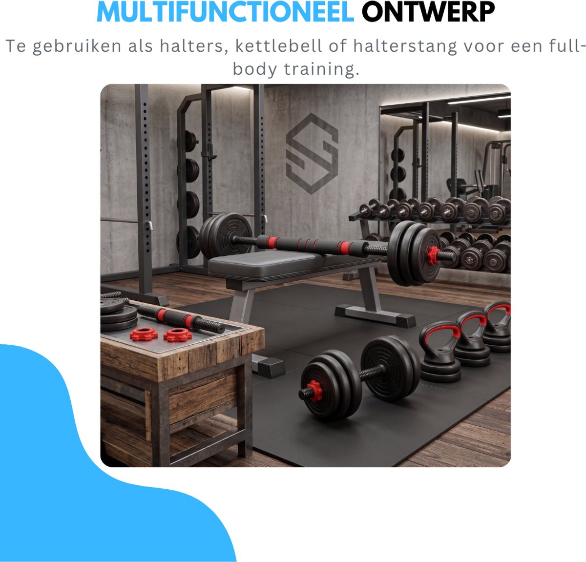 Truskore Halterset 20 KG - Dumbbell - Kettlebell - Gewichten Set - Opdruksteunen - Verstelbare Dumbells Set - Dumbbells - Dumbbell Set - Zwart/Rood thumbnail 4
