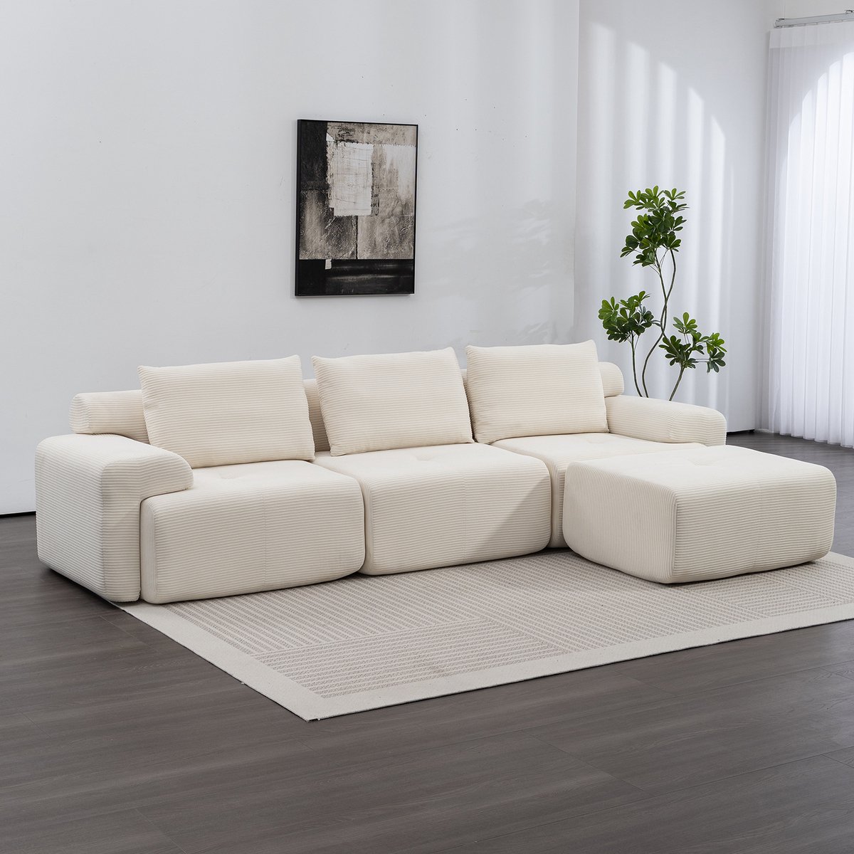 REDOM - Modulaire 3-4 zits Hoeksbank - Frameloos met verplaatsbare hocker - Modern voor wo