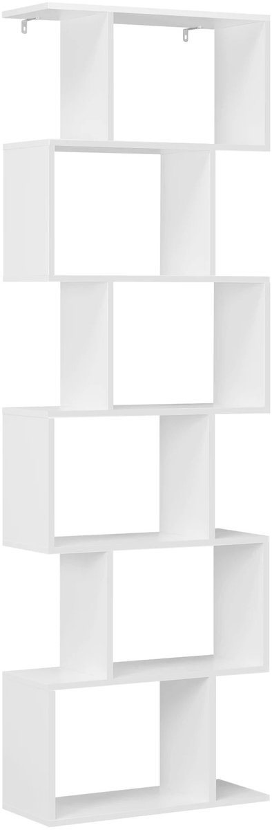 Zivv Hoge Vrijstaande Boekenkast - Moderne Boekenkast met 6 Opbergkubussen - 60x23,5x160 cm - Voor Woonkamer of Kantoor