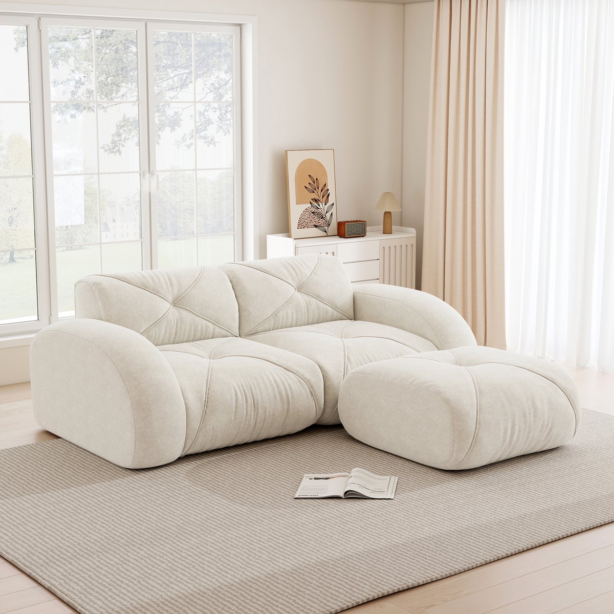 REDOM - Modulaire 2-zits Zachte Frameloze Bank - Moderne loungebank voor woonkamer - Cheni