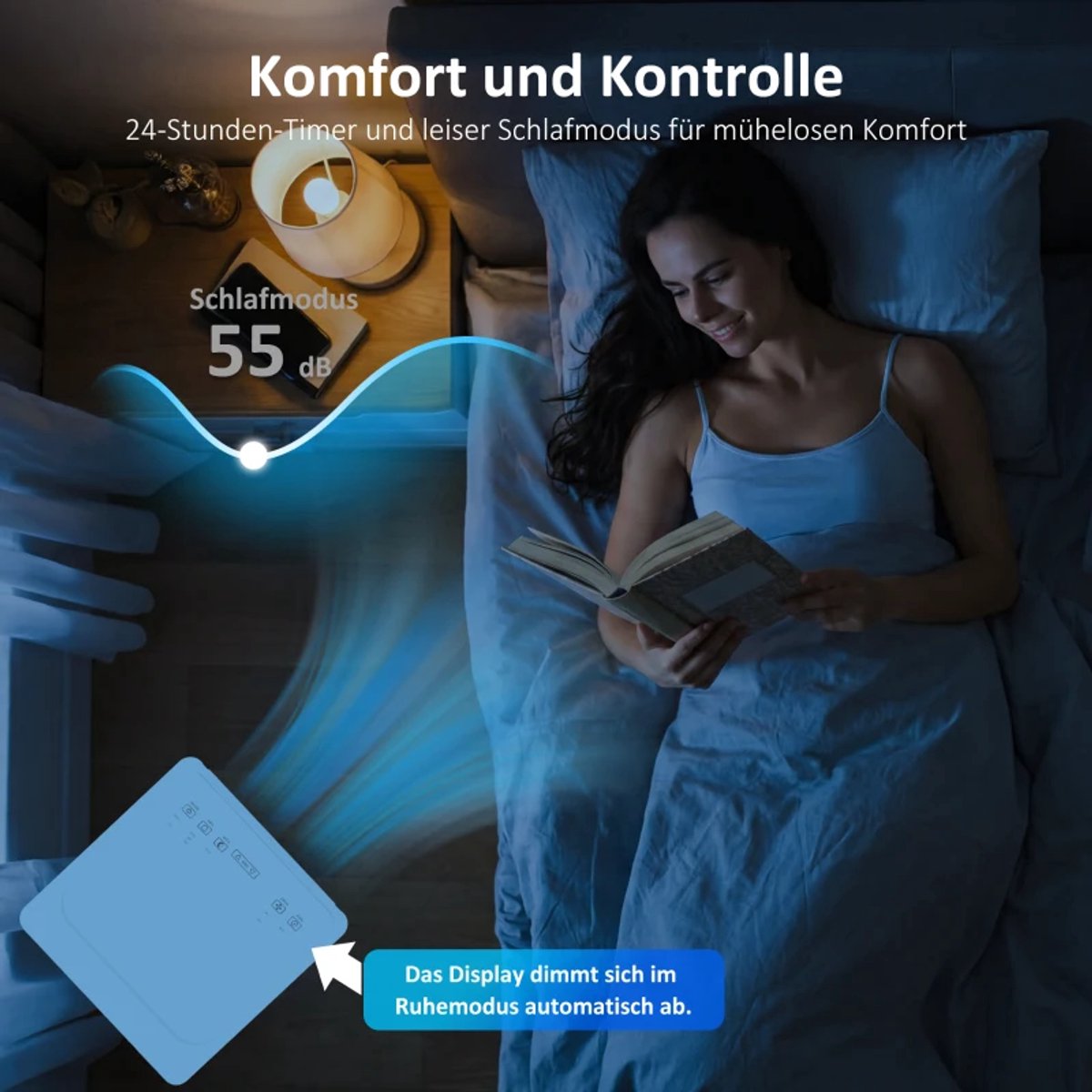 Draagbare airconditioner 9000 BTU 4-in-1 koelen ontvochtigen ventilator slaapstand 20-30 m² wit met afstandsbediening - Afbeelding 5