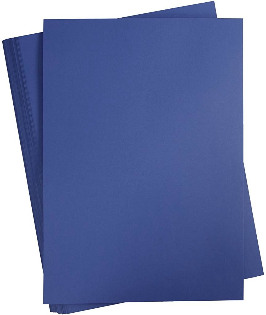 Blauw Karton 180 Grams - Blauw A2 Karton - Hobbykarton - Stevig Blauw Papier - A2 Blauw Papier 180 grams - Knutselpapier Knutselkarton - Middernachtblauw - 42 x 60 cm - A2 - 100 Vellen