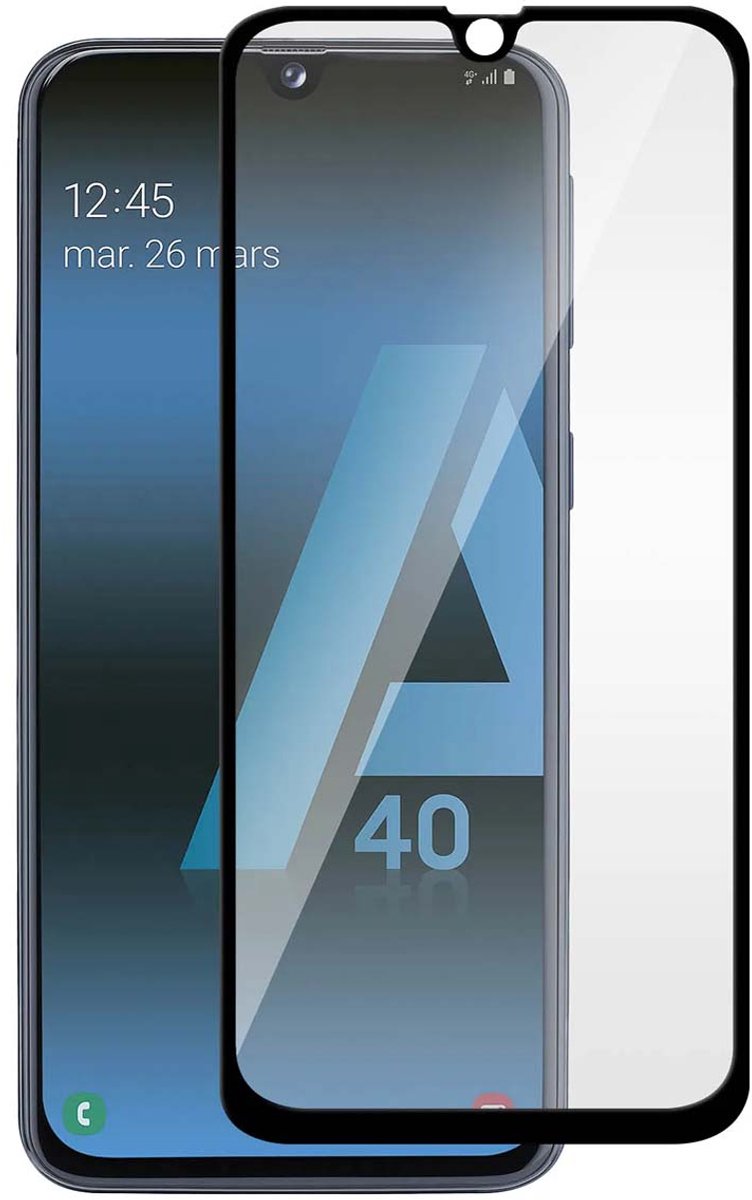 Mocolo, Volledige Schermbescherming Geschikt voor Samsung Galaxy A40 van 3D Glas UV Glass Model, Zwart / Transparant