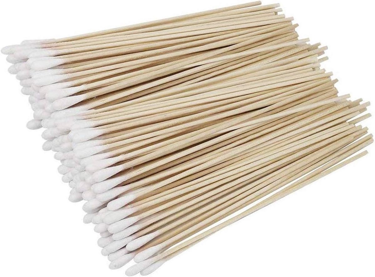 Houten Q-tips met Lange Handgreep - 400 Stuks - Schoonmaak, Make-up Verwijdering en Wondverzorging