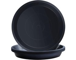 Set van 5 Zwarte Plant Pot Schotels, 23cm Ronde Potten, Trays voor Tuin en Binnengebruik, Geschikt voor Potten tot 20cm