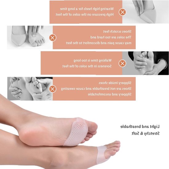 Set van 10 Metatarsale Kussens - Gel Kussens voor Voetcomfort en Ondersteuning voor Mannen en Vrouwen — afbeelding 3