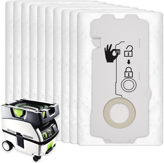 10 stuks Stofzuigerzakken compatibel met 204308 - Festool CT MINI CT MINI I CT MIDI en CT MIDI I - CTC MINI/MIDI en CT 15 - Vervangende stofzakken