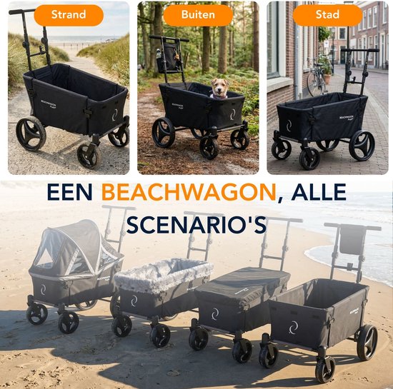 Beachwagon PUSH® Opvouwbare bolderkar - Donkerzwart van Beachwagon — afbeelding 4