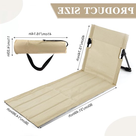 Verstelbare Strandstoel met Rugleuning, Opvouwbare Lichte Stoel voor Buiten, Perfect voor Camping en Reizen, Ideaal voor Strand en Tuin — afbeelding 3