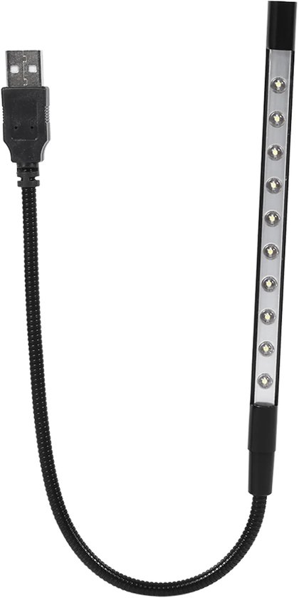 Lampe LED USB flexible noire en forme de U avec 8 lumières.