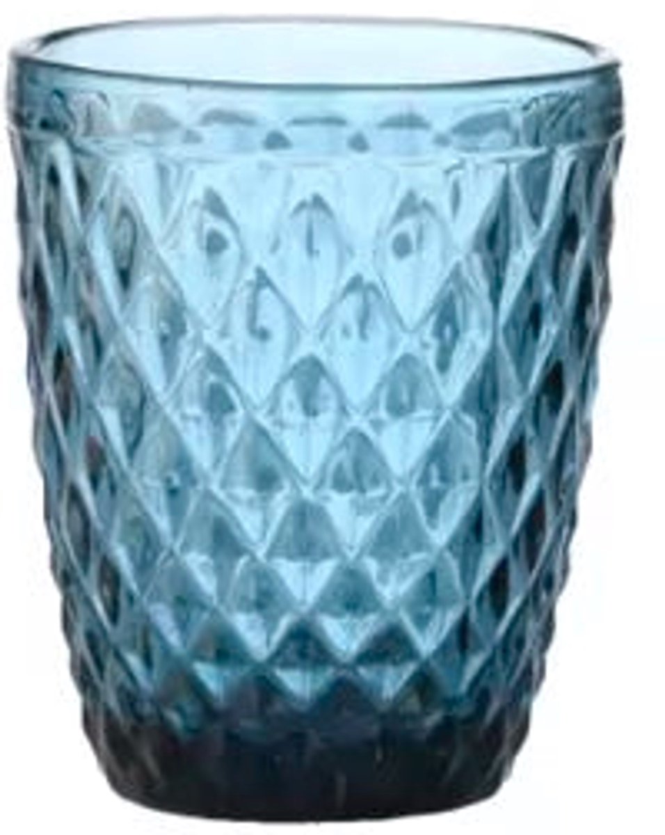 Inspire - Waterglazen - Blauw - Ruitpatroon - 240 ml - 6 stuks