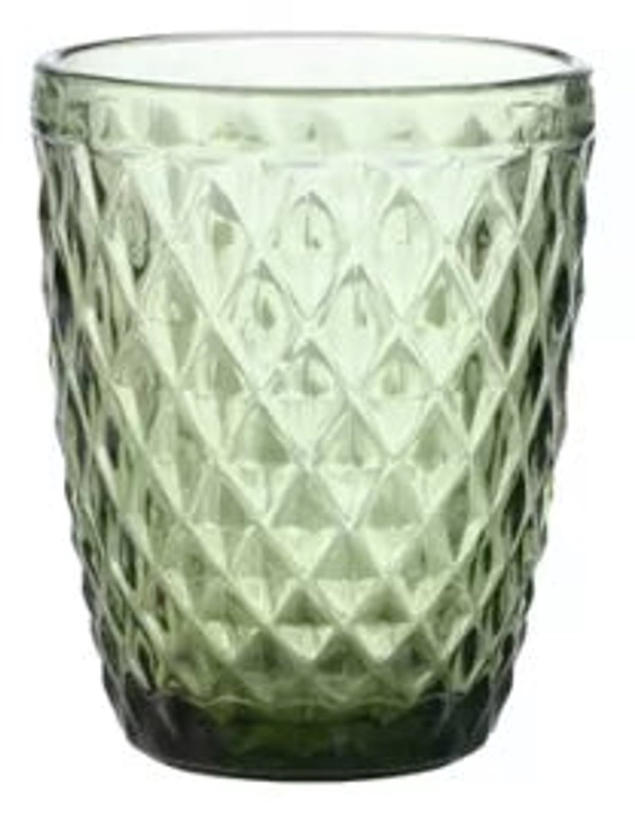 Inspire - Waterglazen - Groen - Ruitpatroon - 240 ml - 6 stuks