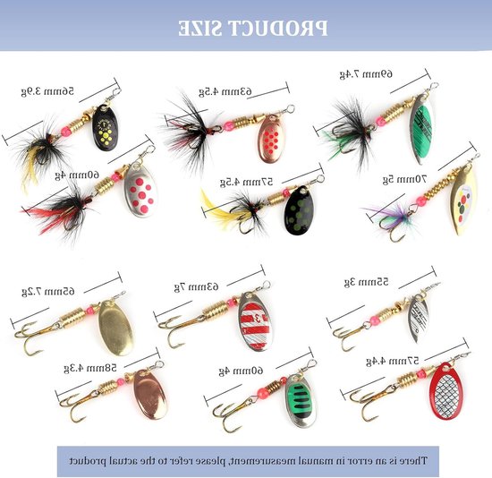 Complete Set van 12 Blinkers en Spinner Loodjes voor Vissen, Geschikt voor Forel, Snoek en Baars met Opbergdoos van Merkloos — afbeelding 5