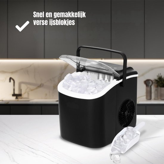 YOR® Ijsblokjesmachine - ijsmachine -ijsblokjesmakers - Supersnel ijsblokjes maken - Zwart - 23cm x 30cm x 29cm van Merkloos — afbeelding 4