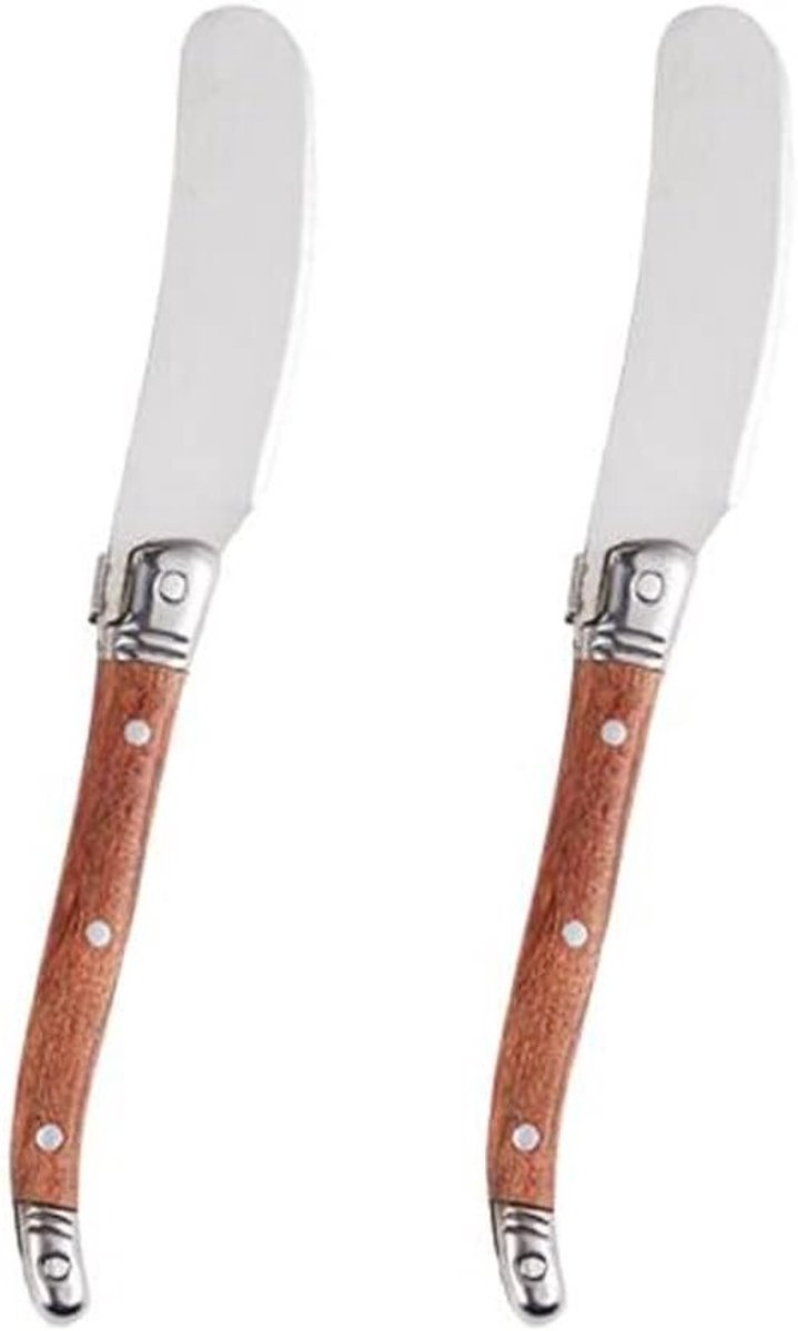 RVS Botermes en Kaasspatel met Houten Handvat voor Boterspreaden, Kaas en Jam - Set van 2