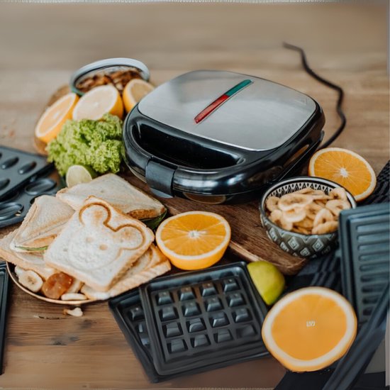 YOR® Contactgrill met uitneembare platen - Contactgrill - Multi grill - Zwart/Zilver - ‎24cm x 22cm x 10cm van Yor — afbeelding 3