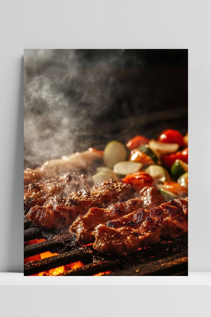 Barbecue Poster - Spiesjes - Eten - Vlees - Groenten - Kulinarisch - Gegrild eten- - Gourm