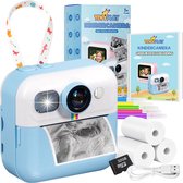 TinyPlay Kindercamera met foto printer - 48MP - Digitale Camera Kinderen - 32GB SD kaart - Full HD Foto en Video - Spelletjes - Fotoprinter - Kinder camera - Digitale kindercamera - Blauw