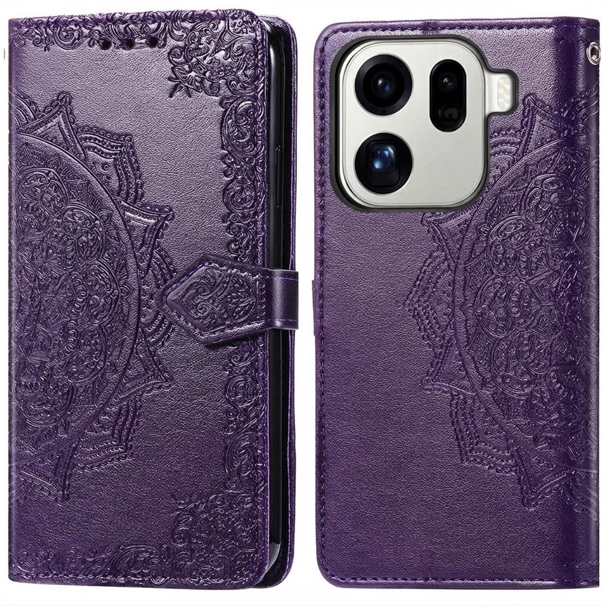 imoshion Hoesje - Geschikt voor Oppo Find X9 Pro - Mandala Bookcase - Paars