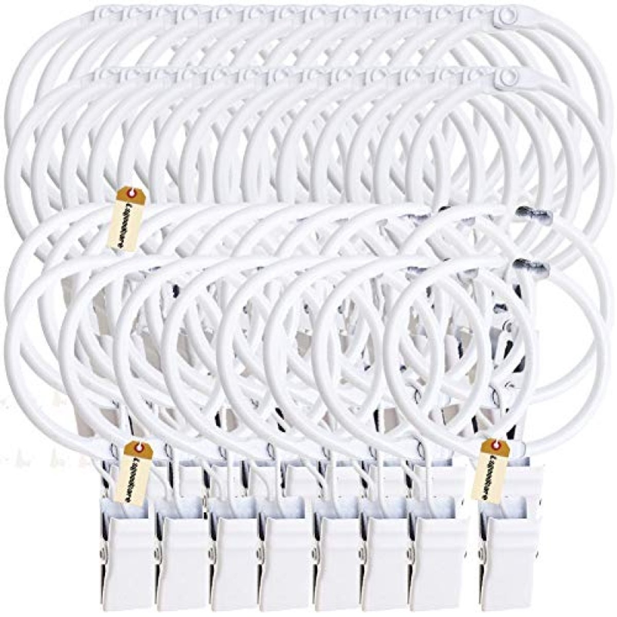 PromoHome Gordijnclips met Ringen Wit - 40 Stuks - Openbare Metalen Ringen 3,2 cm voor Gordijnroede tot 2,54 cm - Sterk en Roestvrij