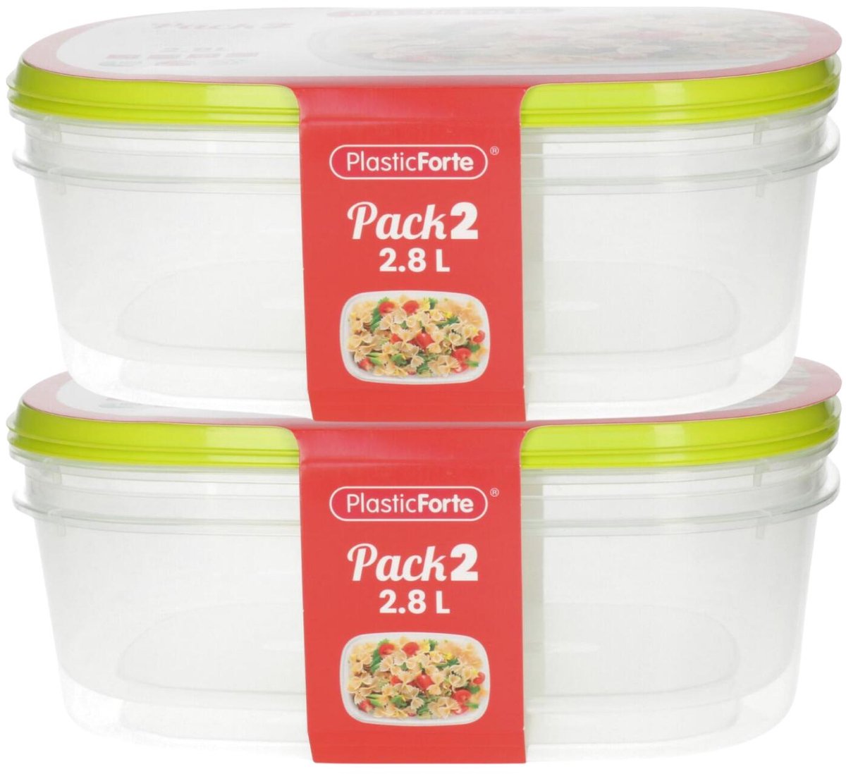 Plasticforte Vershoudbakjes - 4x stuks - 2.8 liter - herbruikbaar - transparant/lime - kunststof - magnetron - vriezer