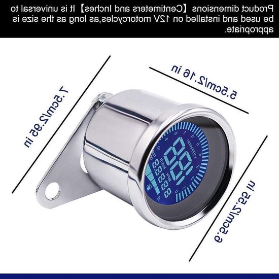 Universele 12V Motorrijders Snelheidsmeter, Toerenteller en Odometer met Brandstofmeter en 7 Achtergrondkleuren van universele — afbeelding 3