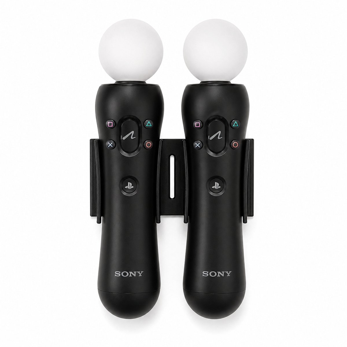 PlayStation Move Wall Mount - Controller Houder PS3 PS4 VR - Wandhouder Voor Move Controllers - Opbergsysteem Gaming Accessoires - Zonder Boren Met Command Strips - Set Voor 2 Controllers - Zwart