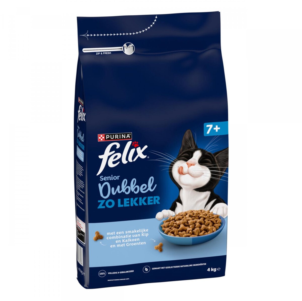Felix Dubbel Zo Lekker Senior kattenbrokjes kip en kalkoen