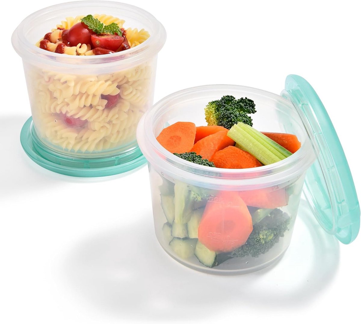 500ml Siliconen Voedselcontainer: Luchtdichte Maaltijdopslag, Vriezer- en Magnetronbestendig, Stapelbare Lunchbox met Datummarkering (Aqua Sky, 2 Stuks)