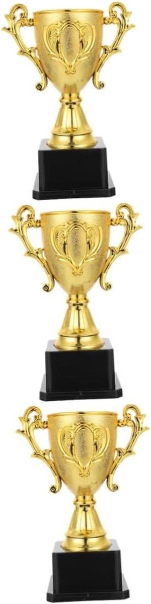 Trofee Beker - Winnaars Prijs - Kinderen Aanmoedigen - Hoogwaardige Materialen - 21 x 19 x 10 cm - Goudkleurig