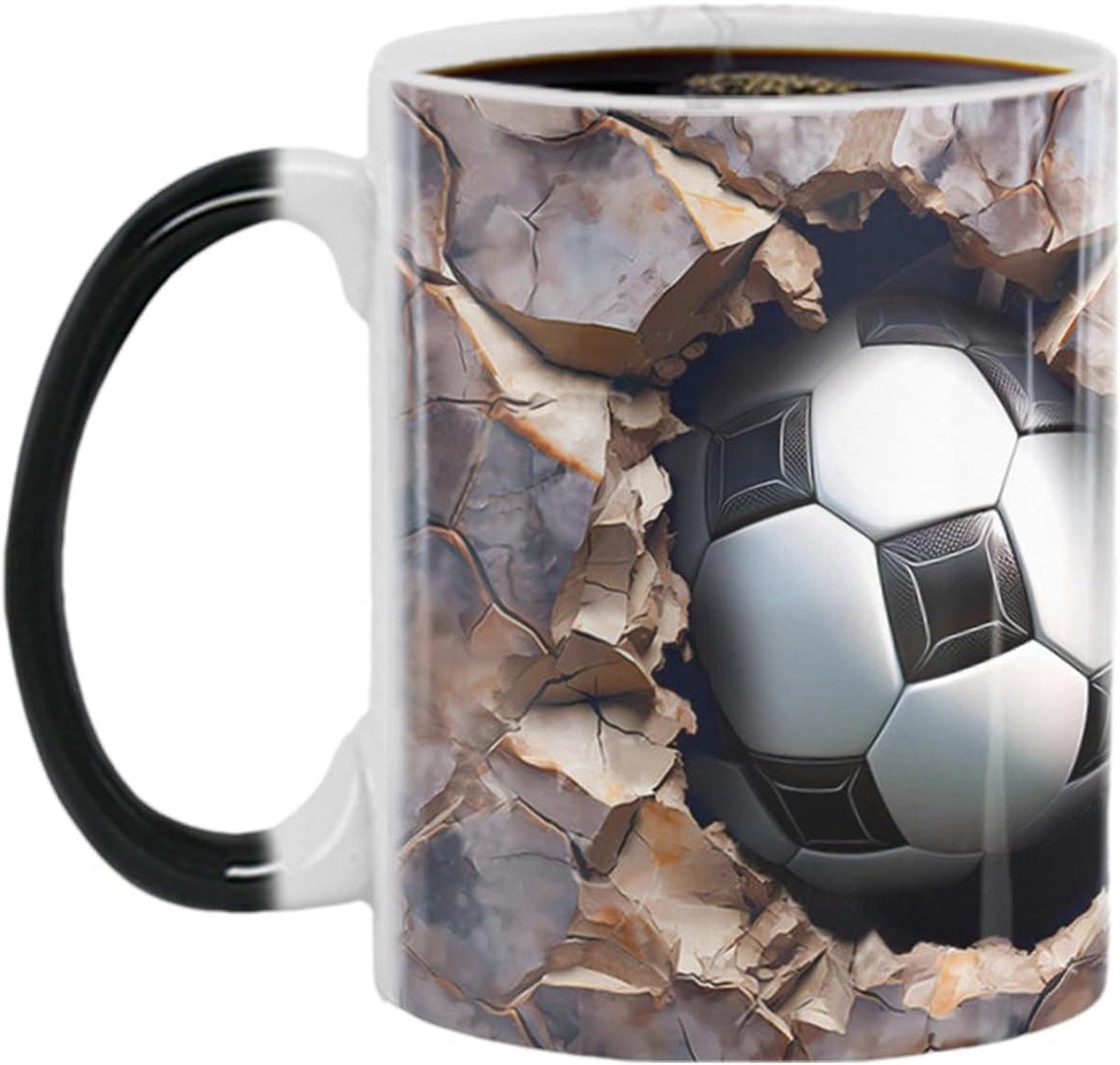 Voetbal Koffiemok - Keramische Beker - Drank Genieten - Kleurveranderend Effect - 301-400ml - Multicolor
