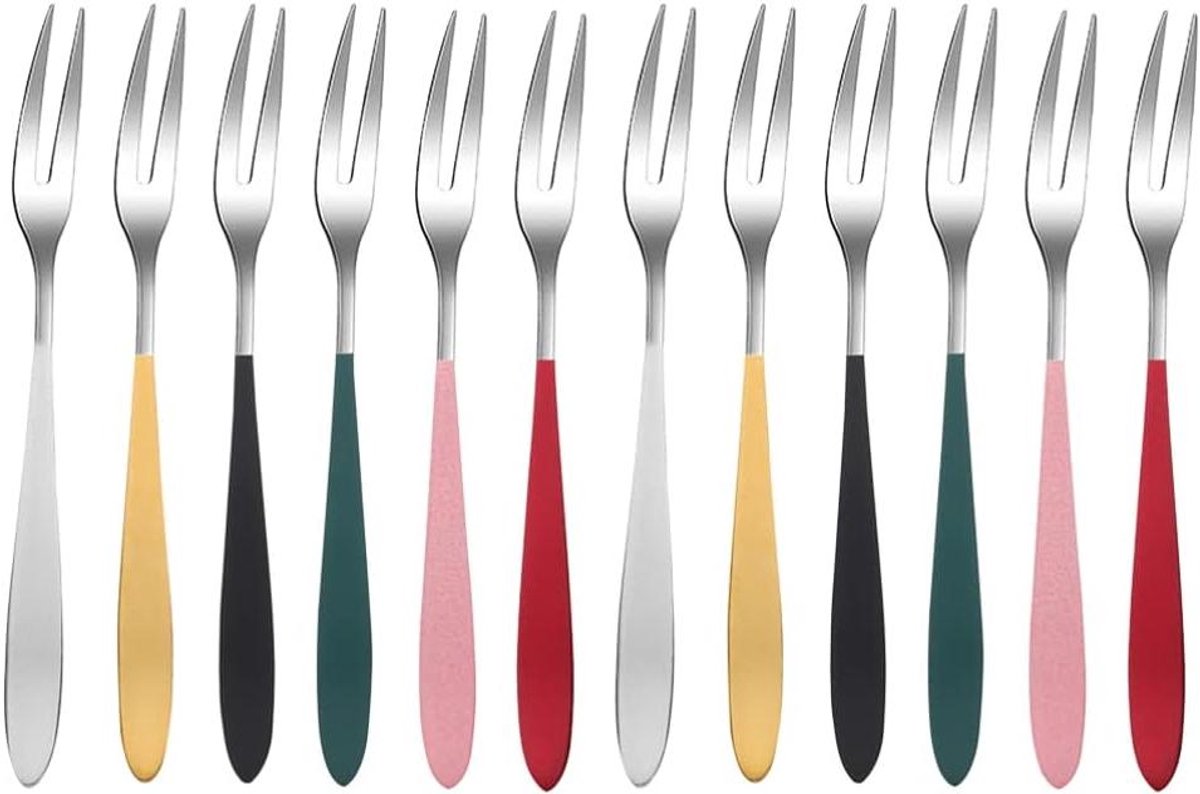 Dessert Vorkjes - Mini Vorkjes - Taart Eten - Roestvrij Staal - 13 cm - Multicolor