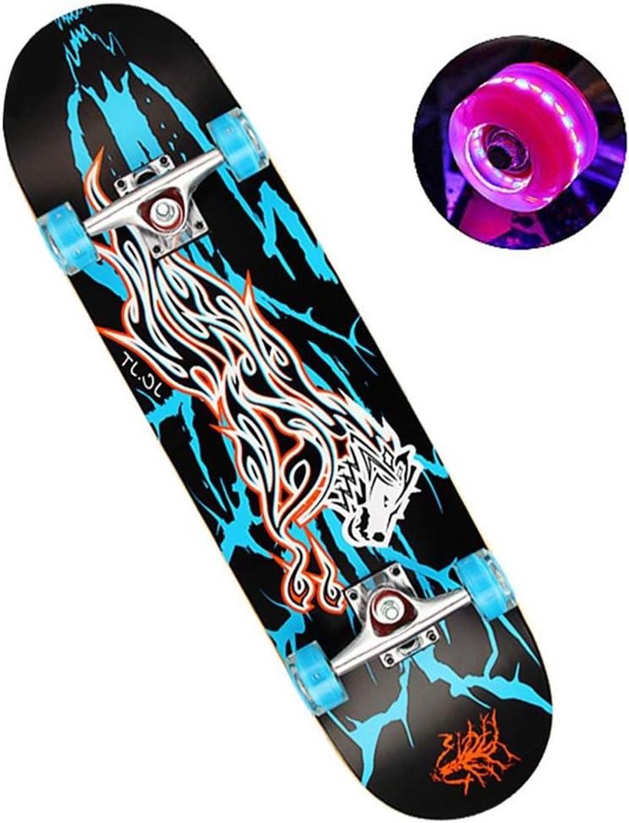 Compleet Skateboard Beginners Board Outdoor Sport Dubbele Kick Concave 31 x 8 Inch F