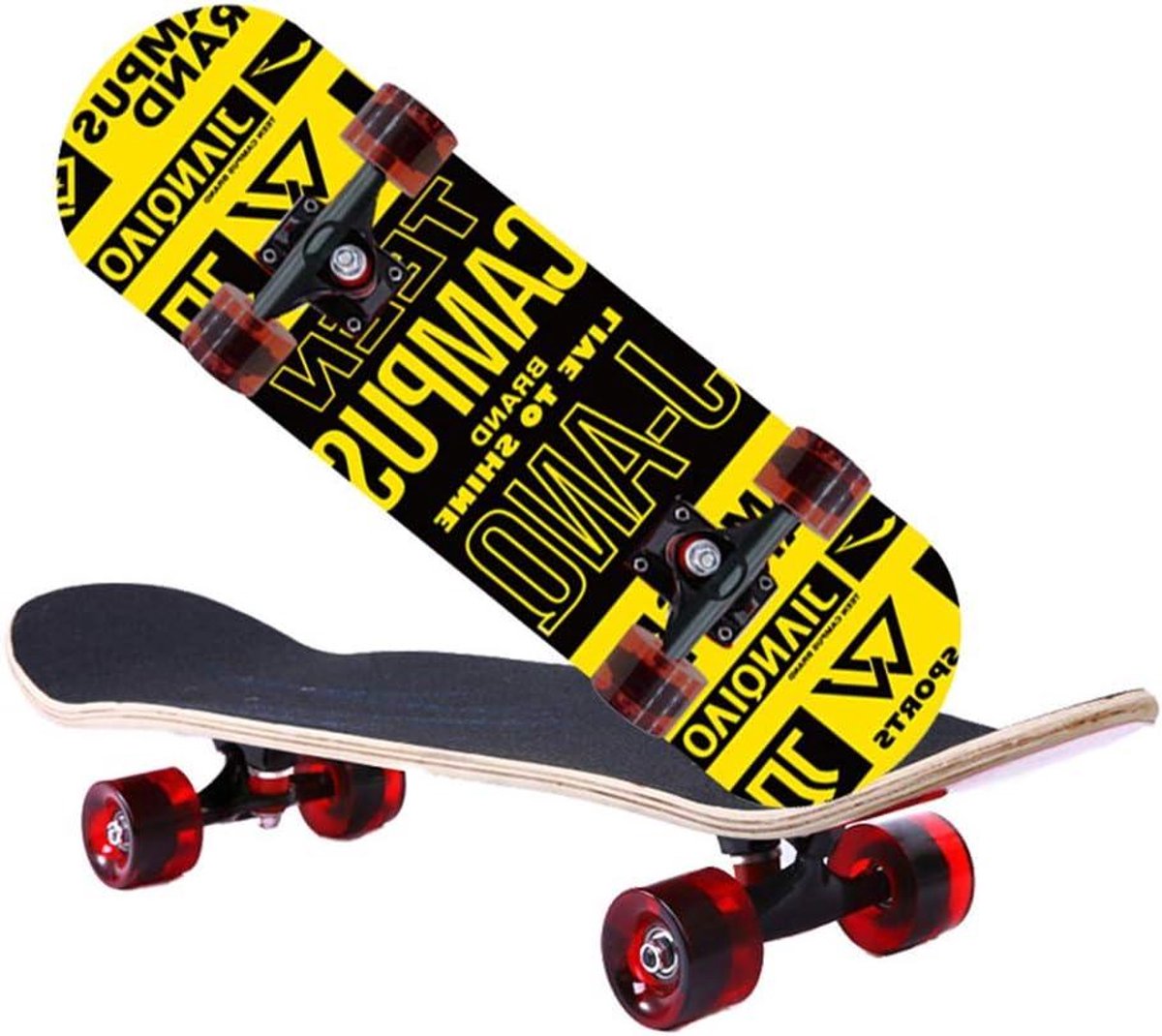 Compleet Skateboard Trickboard Stunts Oefenen Dubbele Kicktail 80 cm Gekleurd