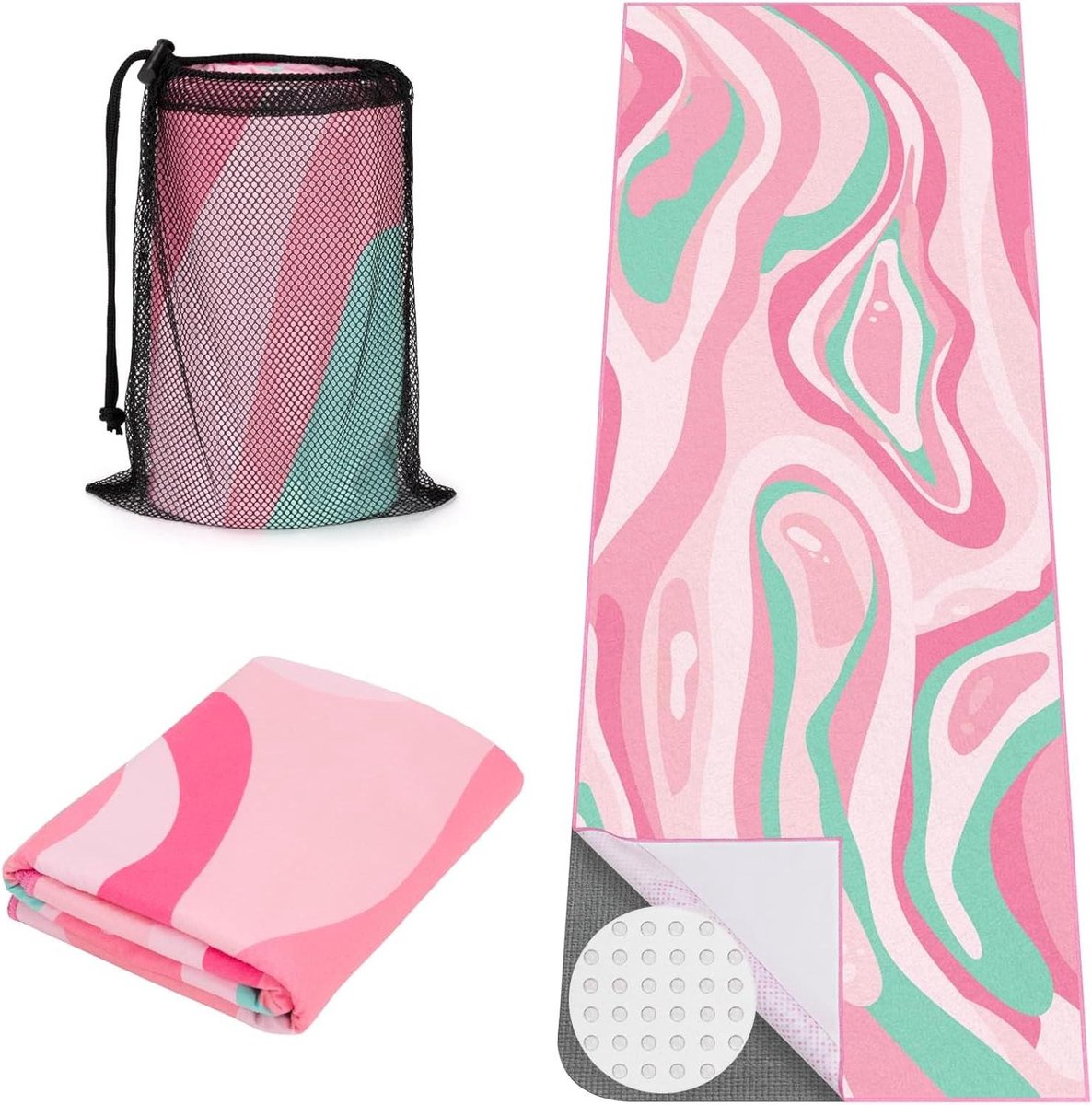 Yogamat handdoek - Antislip hoes - Hot yoga pilates - Hoekzak ontwerp - 188x66 cm - Roze