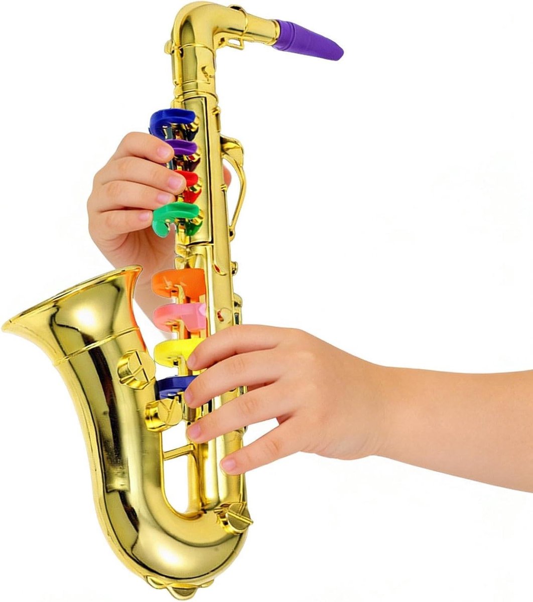 Speelgoed Saxofoon - Muziekinstrument Kinderen - Muziek Leren - Zeven Instrumentmodi - 45 x 175 cm - Goudkleurig