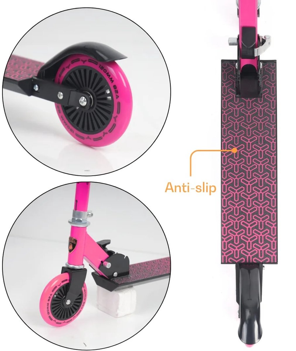 Lamborghini Step 3 tot 7 jaar – Officieel Gelicentieerde Stuntstep met Verstelbaar Stuur & Voetrem – Opvouwbare Kinderstep met Anti-slip Deck & Zachte Gripwielen – Roze — afbeelding 3