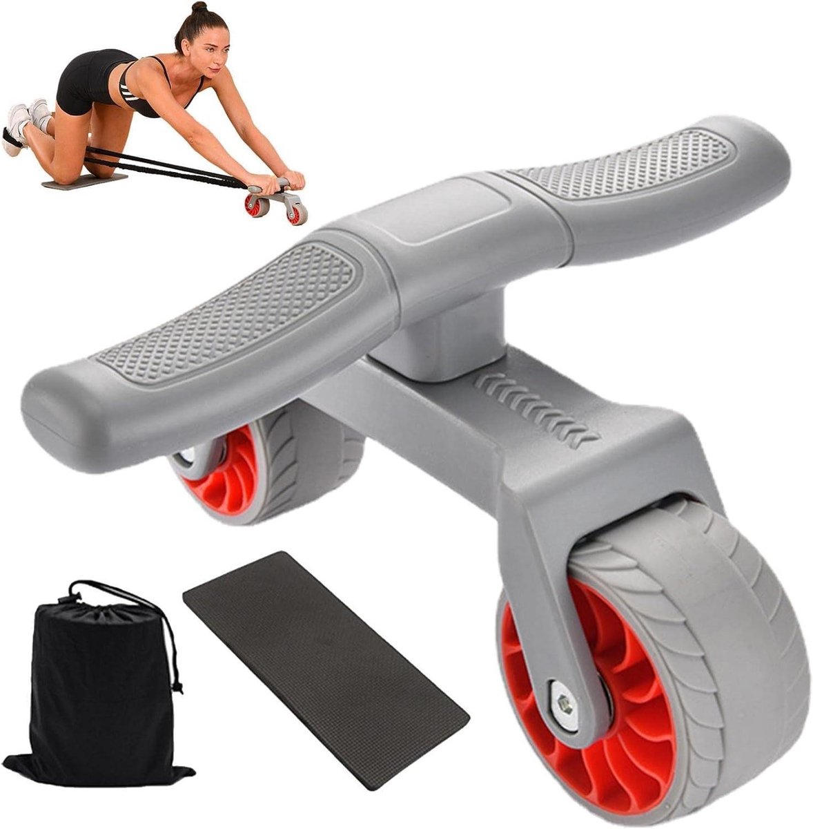 Buikspierroller - Core Trainer - Kracht Training - Beschermt Ruggengraat - 25.5 cm - Grijs