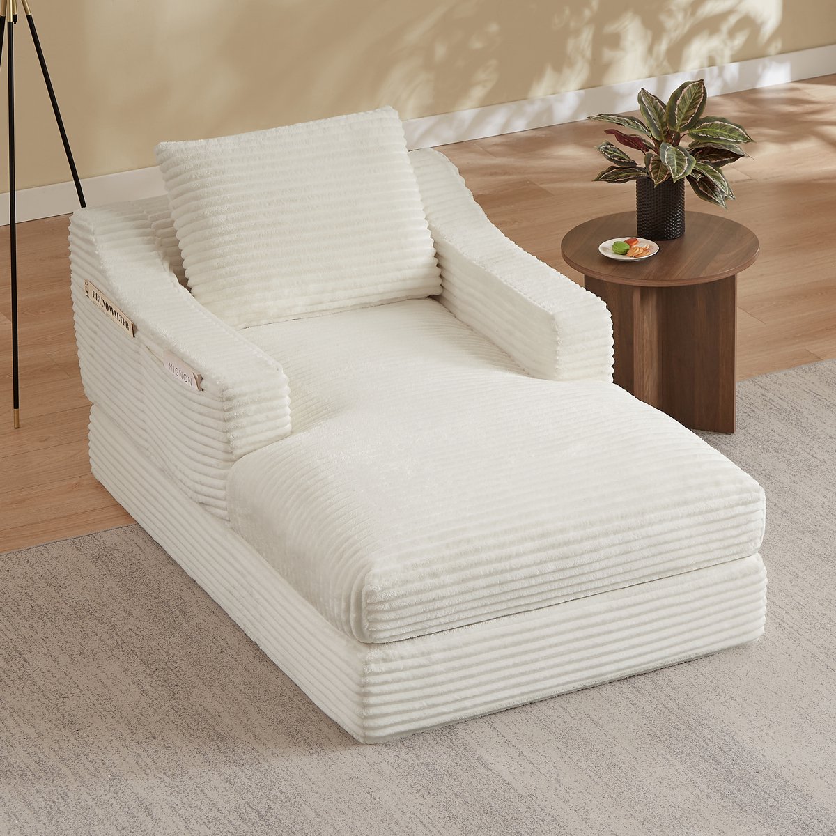 KOMHTOM - Moderne minimalistische corduroy luie fauteuil - Ruime eenpersoonsbank - Vrijetijdsbank voor woonkamer en slaapkamer - Dubbel laag ontwerp - Uit te klappen tot bed