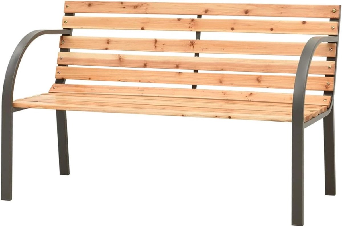 Kinderen tuinbank - Buiten zitje - Buiten spelen - Met stalen frame - 81 cm - Houtkleurig