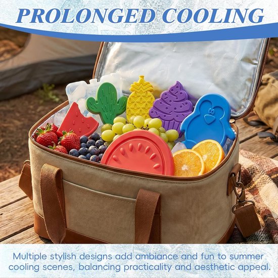 Koelpacks voor Lunchbox - Kleine ijspacks - Voedsel koel houden - Tot 10 uur koud - Set van 6 - Blauw — afbeelding 3