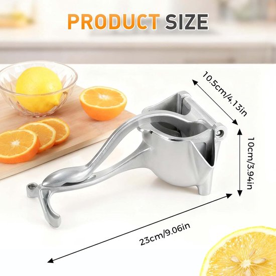Upgrade Handpers Citruspers - Ergonomisch Ontwerp - Makkelijk te Reinigen - Voor Sinaasappel, Citroen en Grapefruit - Aluminium - 1 Stuk van Merkloos — afbeelding 4