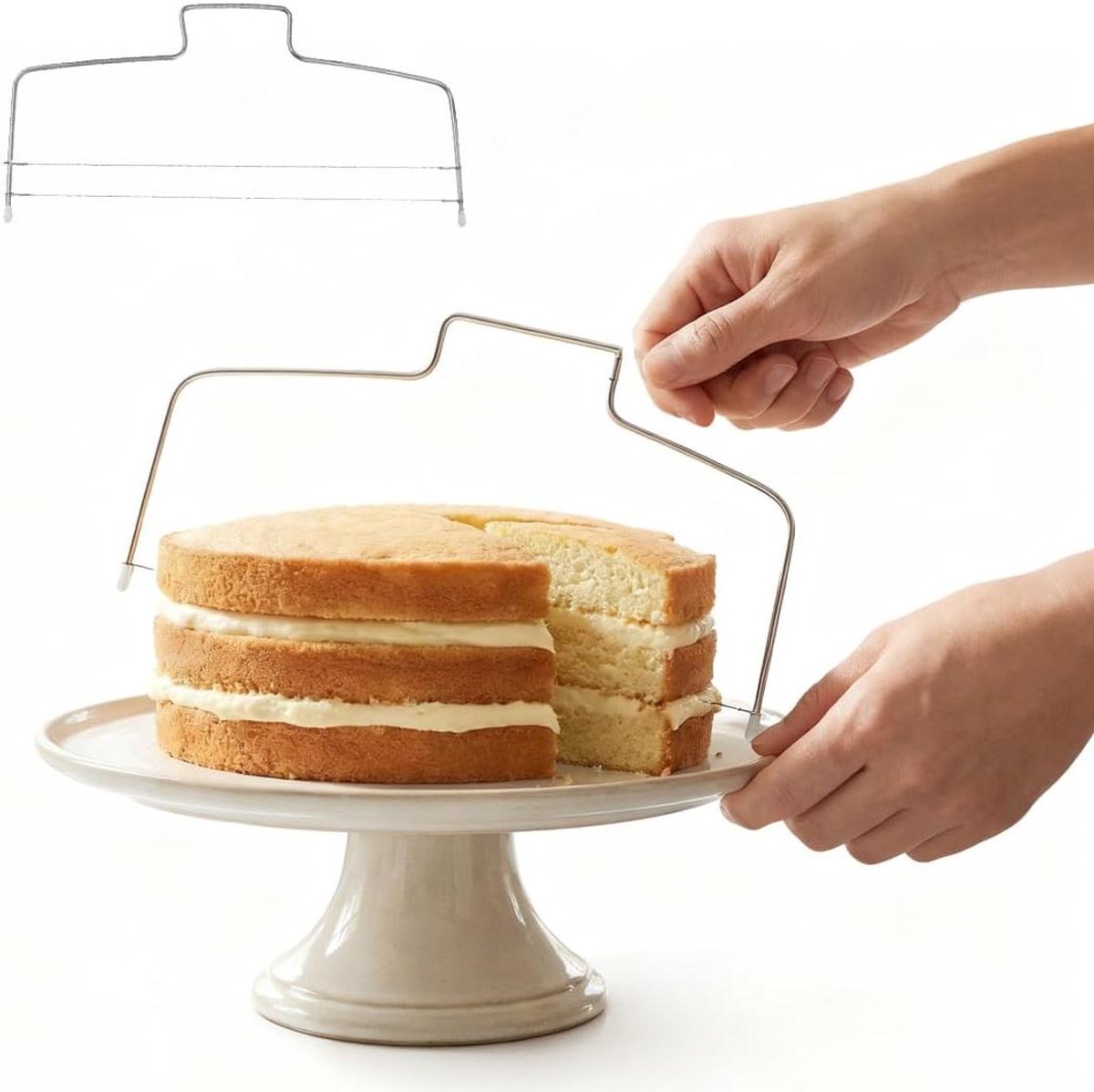 Taartsnijder RVS - Cake Divider - Gelijkmatige Lagen - In Hoogte Verstelbaar - 32 cm - Zilver