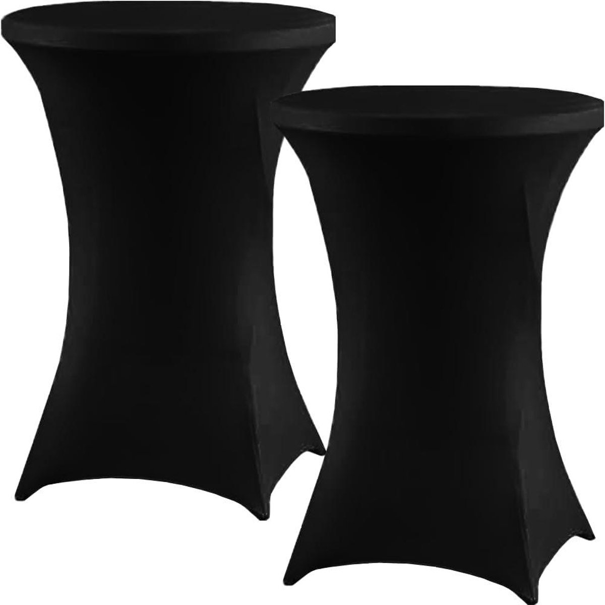 Statafelhoezen Stretch - Tafelovertrekken Rond - Feestelijk Dekken - Kreukbestendig Materiaal - 80x110 cm - Zwart